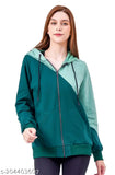 NUEVOSDAMAS COTTON TERRY COLOR BLOCKED HOODED SWEATSHIRT - GREEN