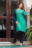 Women Embroidery Mirror Work Kurti Patiala Dupatta set