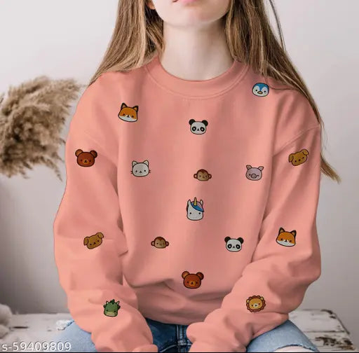 Women's Winter Animal Patches Fleece Sweatshirt Wind-Guardian