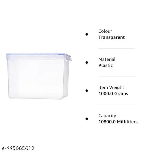 Aristo Lock & Fresh 403 Plastic Storage Container For Storing grains, pulses, rice, wheat etc - 10800 ML, Transparent Clear, large (LOCK&FRESH403)