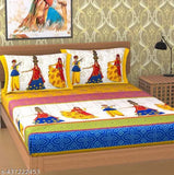 180 tc Cotton Double bed bedsheet Combo of 1 Bedsheet and 2 pillow cover || Multi