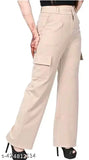 "MP FASHION " Casual Cargo Women 4pocket Pant-Cream