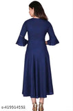 Stylish New Fashionable Women Rayon a-line Knee-Long Dress Maxi Dress with Lining for Women (Navy Blue, Maroon) (Pack Of 2)