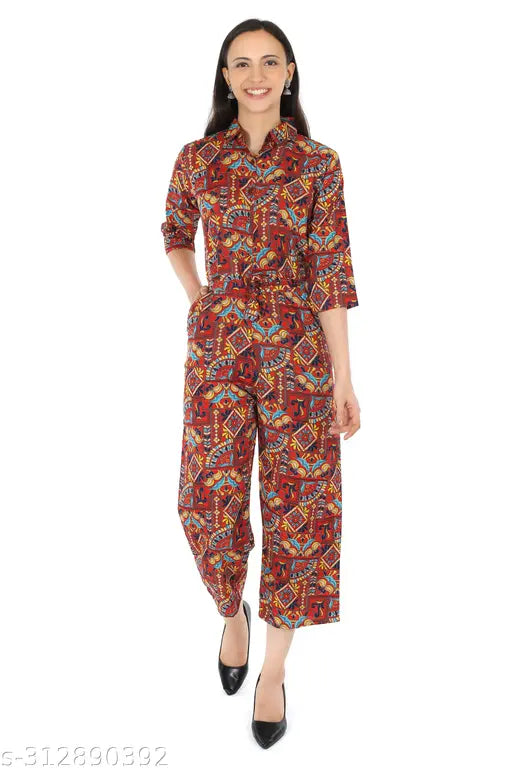 Premium Multicolour Crepe Jumpsuit by Pearl N Vera