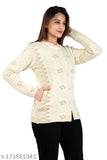 Women Designer rabbit hair White Printed Sweater