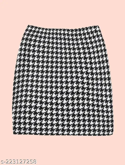 Casual Polyester Blend Stylish Mini Printed Skirt (17"inches)