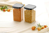 Unbreakable Air Tight Square Shape Kitchen Storage Container 1100ml (Pack of 12 --- Black)