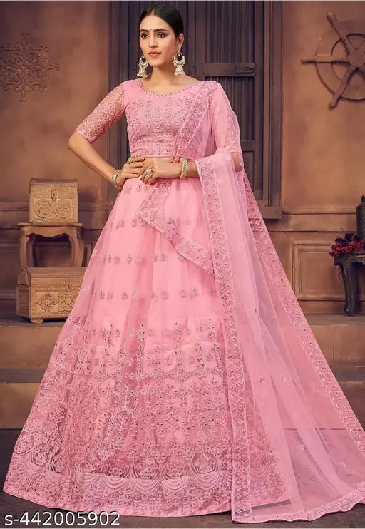 Designer Heavy covering Embroidery Ethnic Lehenga choli in Pink color for women