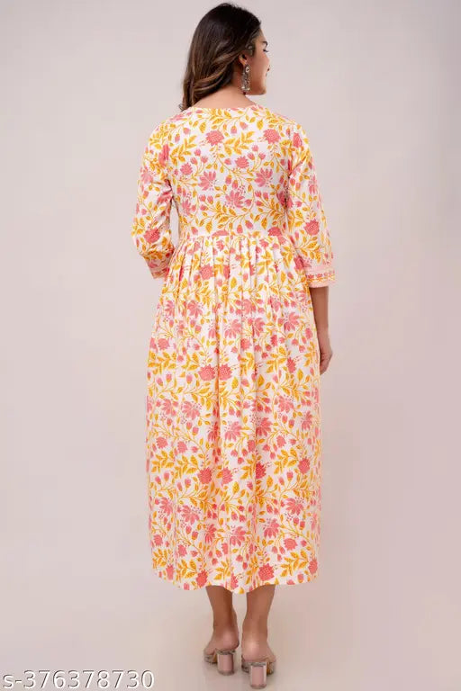 Printed cotton anarkali kurta for women