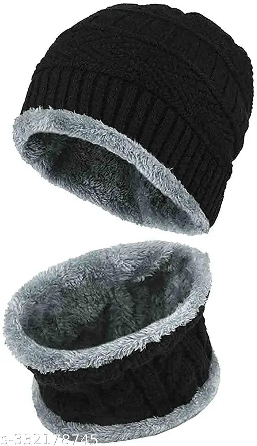 DeepShakshi High Qulity Winter caps for men's/women's of both (Black)