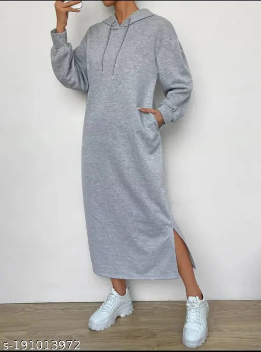 SUPER STYLISH AIRPORT LOOK LONG HOODIE DRESS/NIGHTWEAR FOR WINTERS