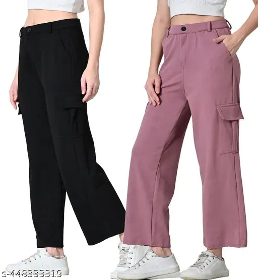 Stylish Cotton Blend Combo Cargo Pants for Women and Girls| 4 Pockets Cargo Pant for Women