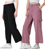 Stylish Cotton Blend Combo Cargo Pants for Women and Girls| 4 Pockets Cargo Pant for Women