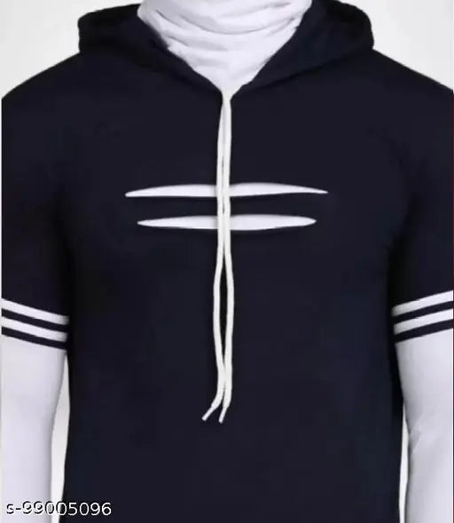 """""Trendy Mens Pullover""""""Hoodies Tshirts with Mask"""""Navy Blue