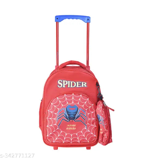 Indian Riders SPIDER MEN School Kids Trolley Bag with pencil pouch 18 Inches- (RED) Waterproof Trolley ( 25 L) Waterproof Trolley (Red, 30 L)