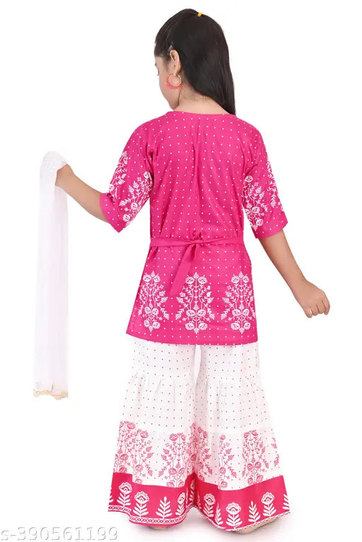 Musklyn Fashion Girls Ethni Kurta Palazzo Sets with Dupatta