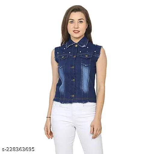 Stylish Latest Denim Lycra Blend Jacket For Women | SLEL