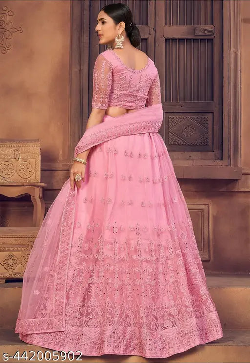 Designer Heavy covering Embroidery Ethnic Lehenga choli in Pink color for women