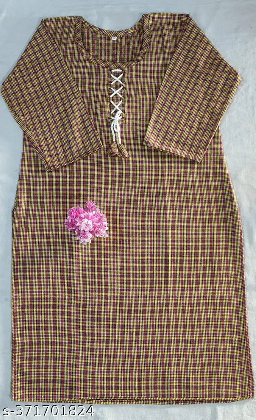 woolen kurti yellow check