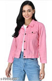 Trendy Martin Twill Lycra Stretchable Denim Jacket For Girls