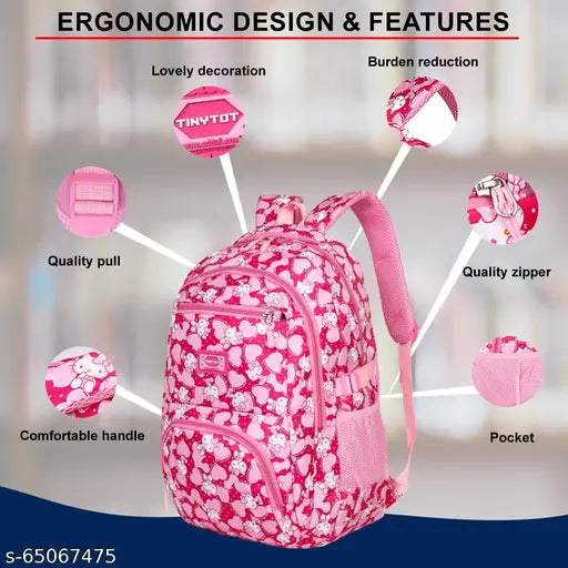 Tinytot 26 Litre,(Pink) Stylish & Trendy Water Resistant Hi Storage School Collage Travel Backpack Bag for Girls & Women, 18 Inch