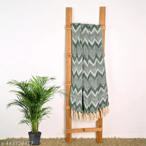 Stitch Weave 100% Cotton Throw Blanket for Couch | Soft | Plush | Warm and Cozy Throw Blanket, Single Layer, Perfect for Bed Couch and Sofa Chair (Green, 50 x 60 Inches)