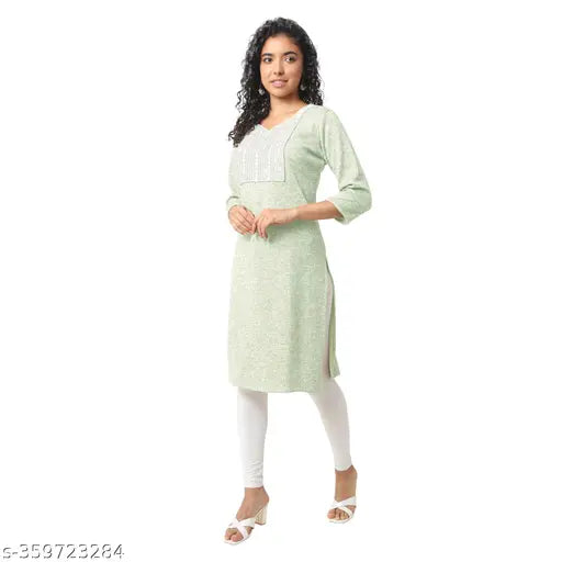 Woolen Kurti for women, Karanchi fleece kurta for winter, Green