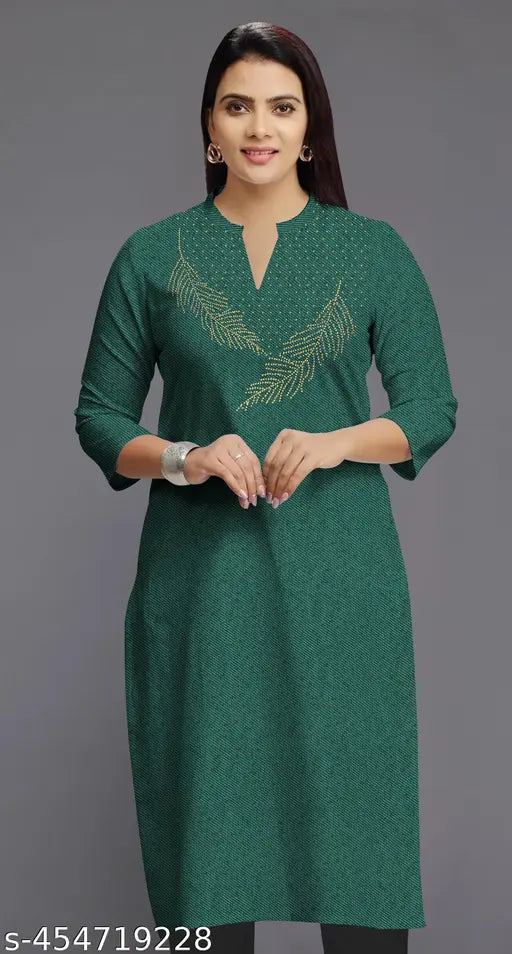 Women's Mandarin Collar Green Solid Kurta_UB 2040_Green