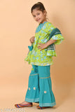 JEXPORT Floral Print Kurta, Sharara & Dupatta Set