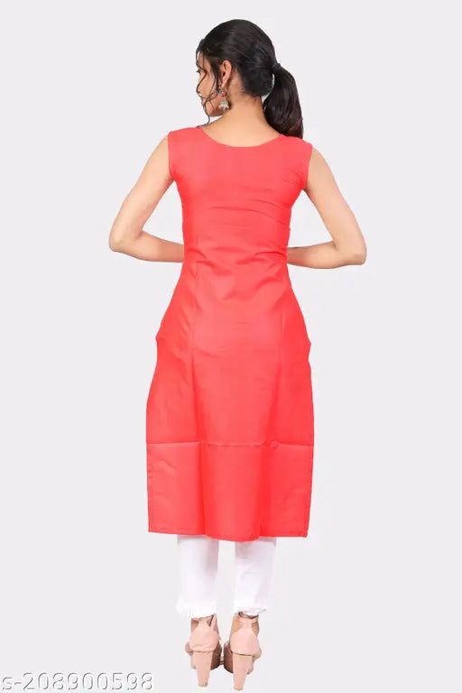 Beatrix Fashion Women Solid Cotton Slub Straight Kurta