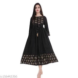 Black Gold Print Long Kurti