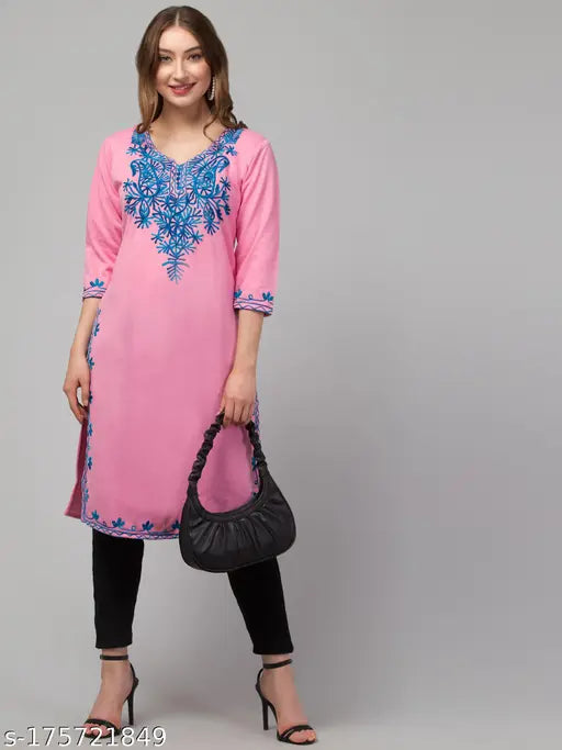 Woollen embroidery aari work kurti