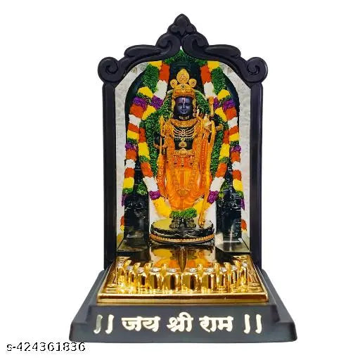 Fiber Ram Lalla Idol, Temple with gold Color Charan Paduka