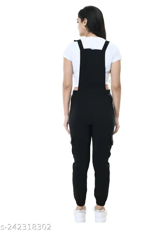 Women Full Length Black Dungaree | Women stretchable Dungaree | Women Dungaree | Women Casual Dungaree | Women Regular Dungaree