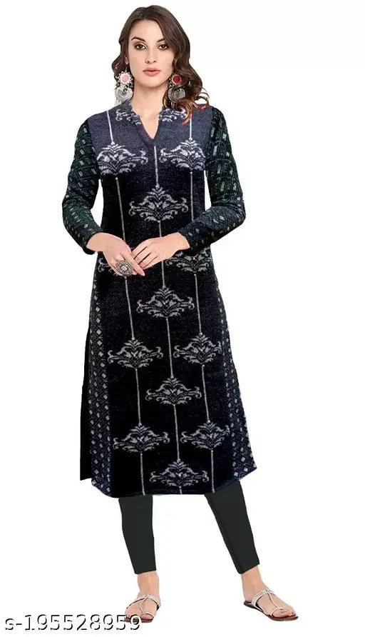 Woolen Printed Kurti for Daily Use in Winter