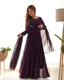 Women Anarkali Gown with Dupatta (Purple) |