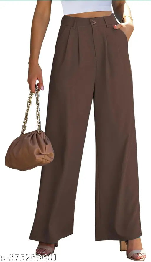 Brown Women Comfy formal Trouser