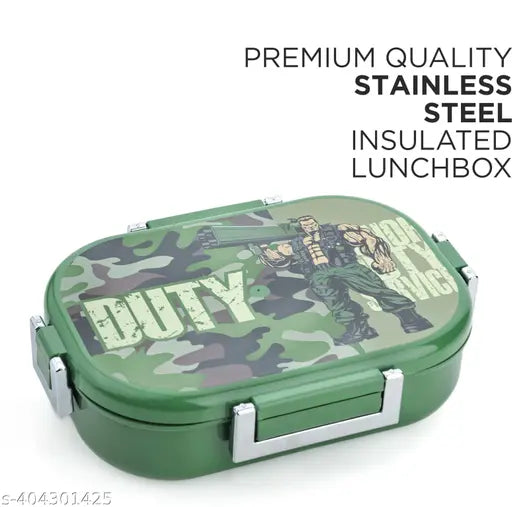 Stainless Steel Lunchbox Air Tight Container lids & Leakage Proof Tiffin Box For School /Office / Tiffin Box With Container / Steel Tiffin Box / Steel Lunch Box (capacity 1000 ml,Military Green)