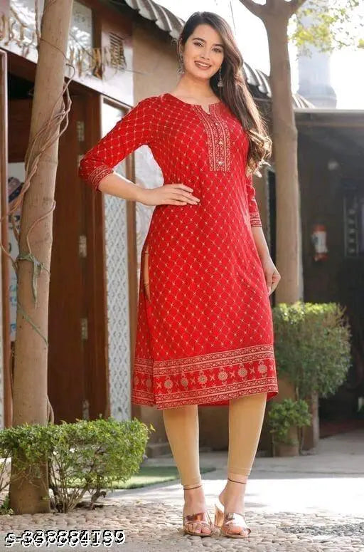 '''Women Solid Viscose Rayon Straight Kurta