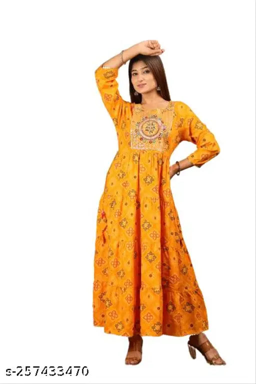 Trendy Embroidered Tiered Gown for Women