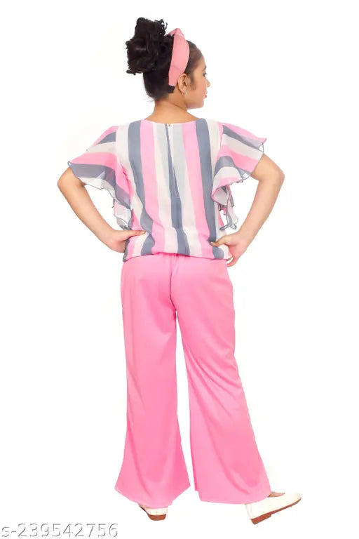 Pink Top Palazzos Set On Girls