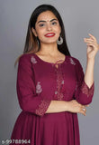 Purple Flared Kurti with tussles