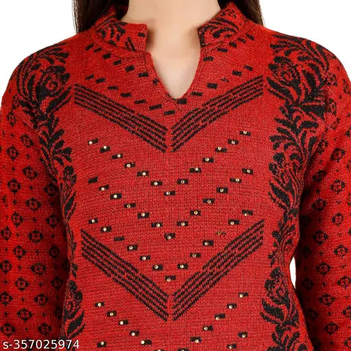 Elegance in Every Stitch: Gorgeous Women's Printed Woolen A-line Kurta