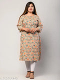 Swasti Plus Size Women Printed Pure Cotton Straight Kurtis