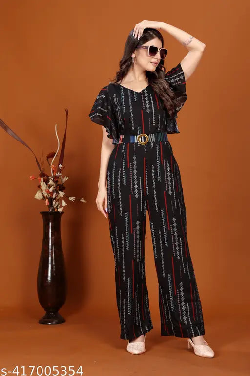 Women digital printed rayon jumpsuit