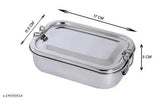 MAMOIR® Heavy Weight Stainless Steel Lunch Box, School Tiffin for Kids, Rectangular Shaped (Pack of 1)