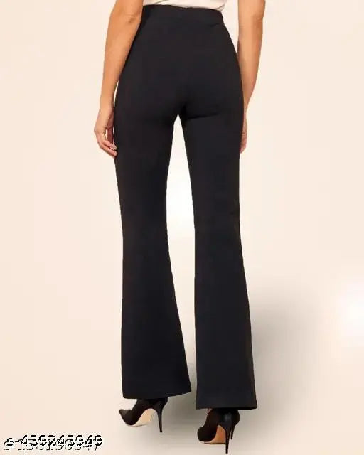 Trousers for women New Trendy Formal/Casual Trousers For Women Polyester Blend Solid Women's Trousers Black Pants (38"Inches) Casual & formal womens trouser