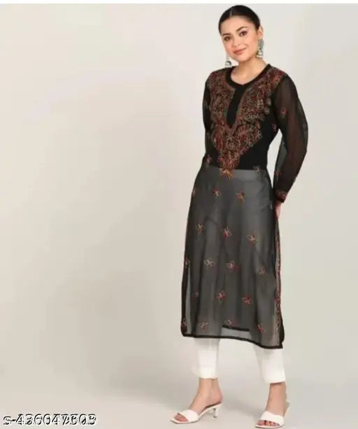 Lucknowi chikankari hand work maching innor women latest kurti