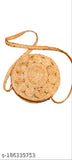 Malvolio 10 inch Diameter Coin Shape Jute Siling Bag For Women