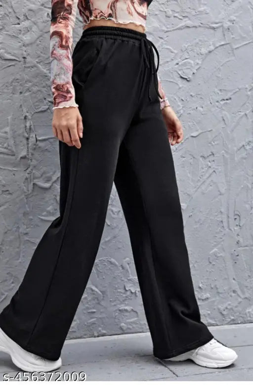 Woman regular fit Black cotton blend trouser